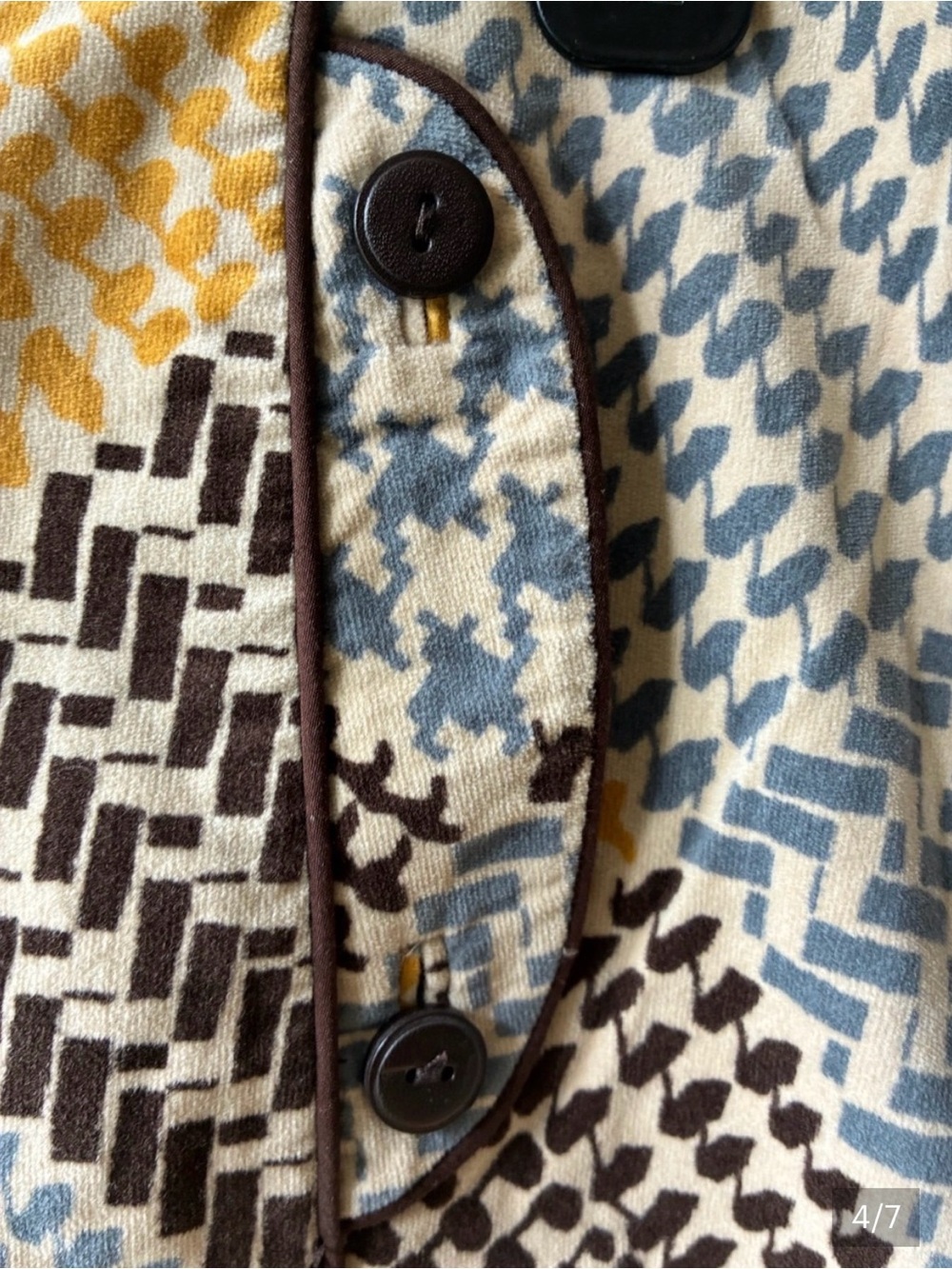 Maeve Anthropologie Patchwork Mini Skirt in Yellow, Brown & Blue - Picture 4 of 7
